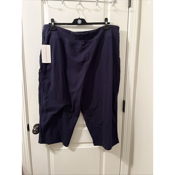 Danskin Women's Plus Size 3X Drawstring Cropped Pants Pockets Navy Blue - Picture 9 of 12
